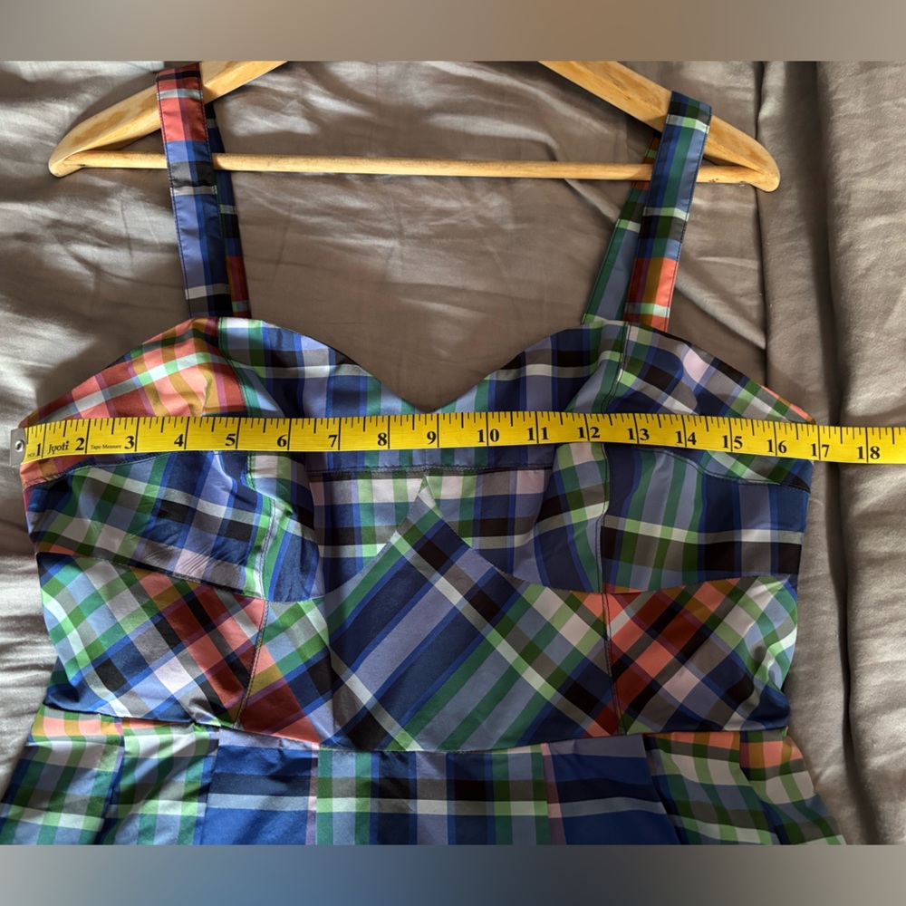 Anthropologie Multicolor Plaid Midi Dress - Blue, Green, Red - Picture 12 of 15